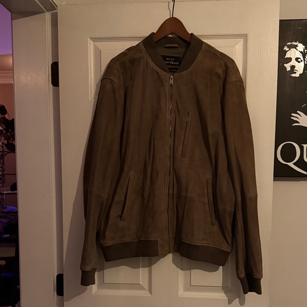 Lucky Brand Brown Suede Bomber Jacket